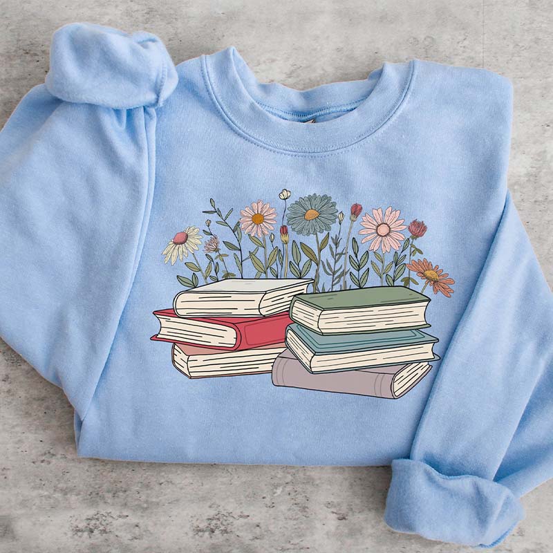 Cute Floral Book Bookworm Sweatshirt