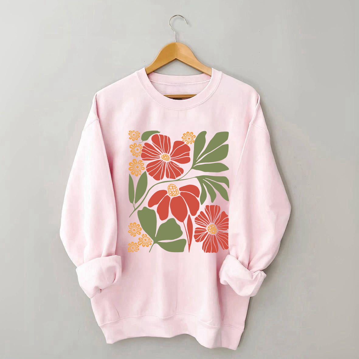 Botanical Neutral Red Minimalist Floral Sweatshirt