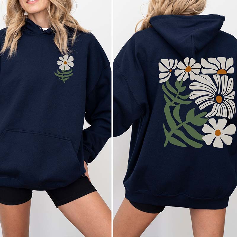 Boho Flower Brown Daisy Floral Hoodie