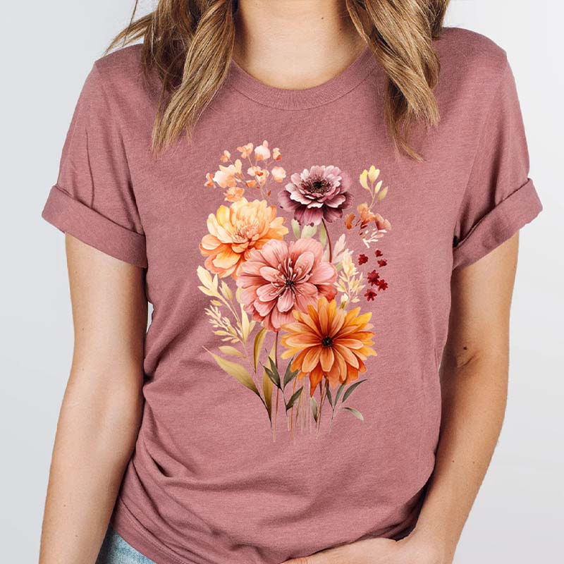 Pastel Floral Nature Watercolor T-Shirt