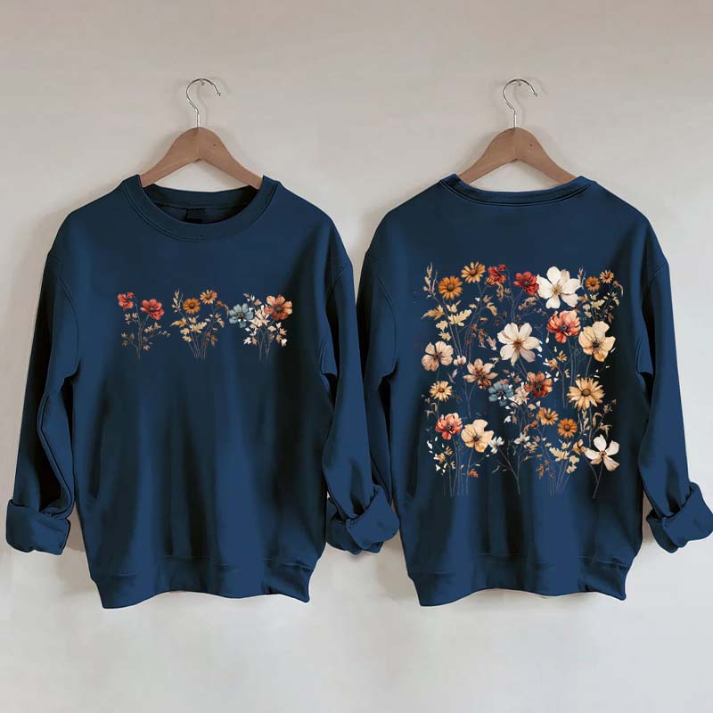 Retro Vintage Pressed Flowers Sweatshirt