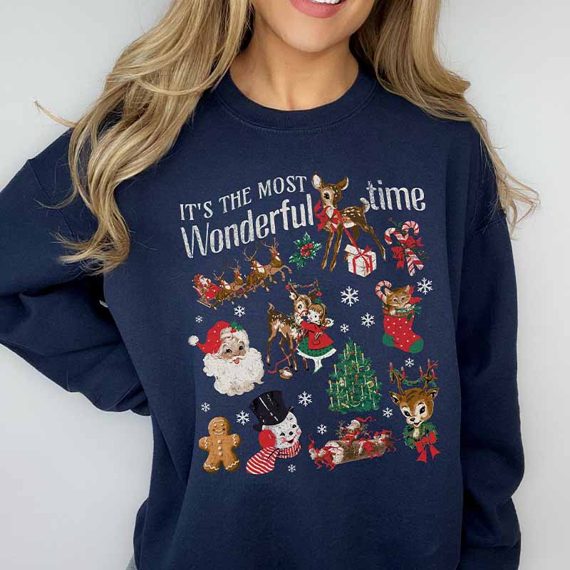 Santa Retro Vintage Christmas doodles Sweatshirt