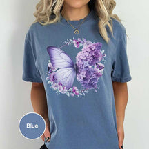 Purple Butterfly Floral Flower T-Shirt