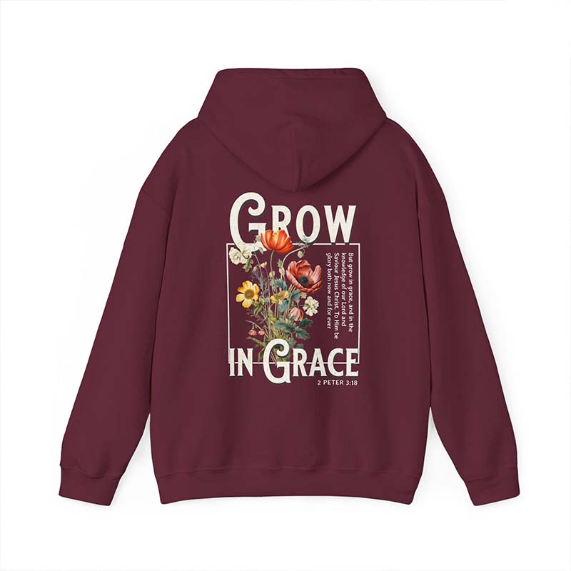 Grow In Grace Floral Spiritual Hoodie