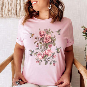 Hummingbird Botanical Plants Lover T-Shirt