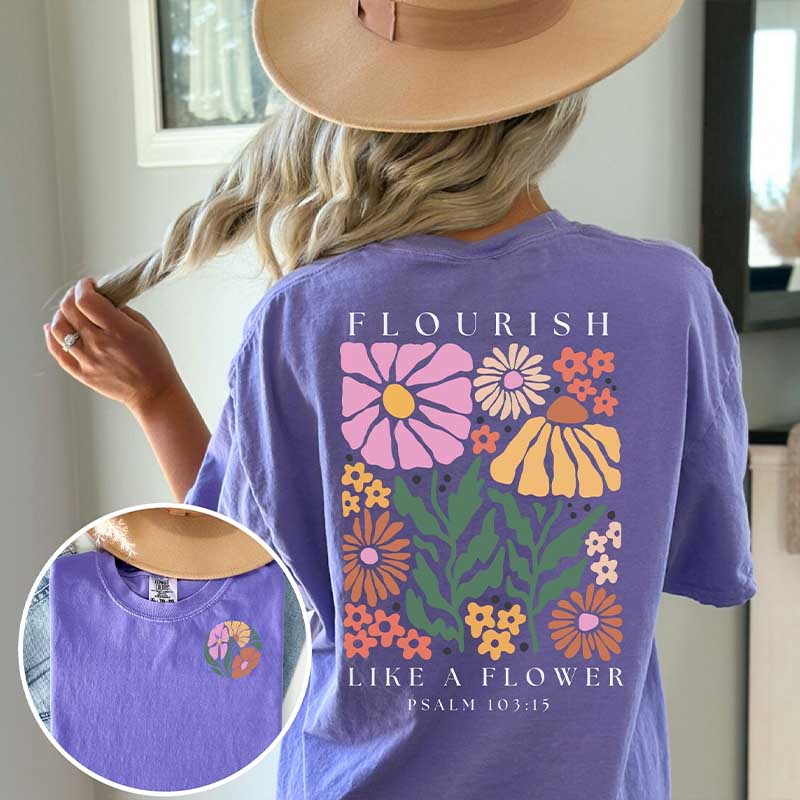 Boho Bible Verse Flourish Like A Flower T-Shirt