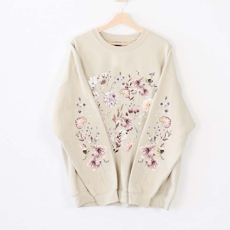 Cottagecore Pressed Flower Lover Wildflower Sweatshirt