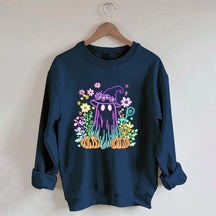 Halloween Ghost Neon Flowers Sweatshirt