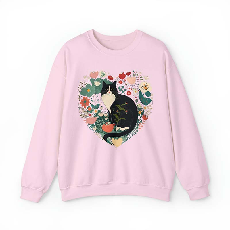 Floral Tuxedo Cat Sweatshirt