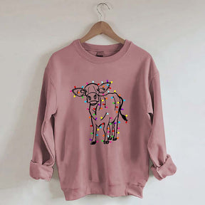 Cute Cow Christmas Lights Sweatshirt