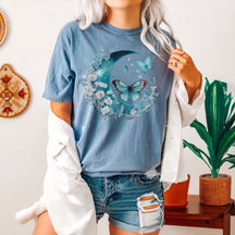 Celestial Flower Butterfly Astrology T-Shirt