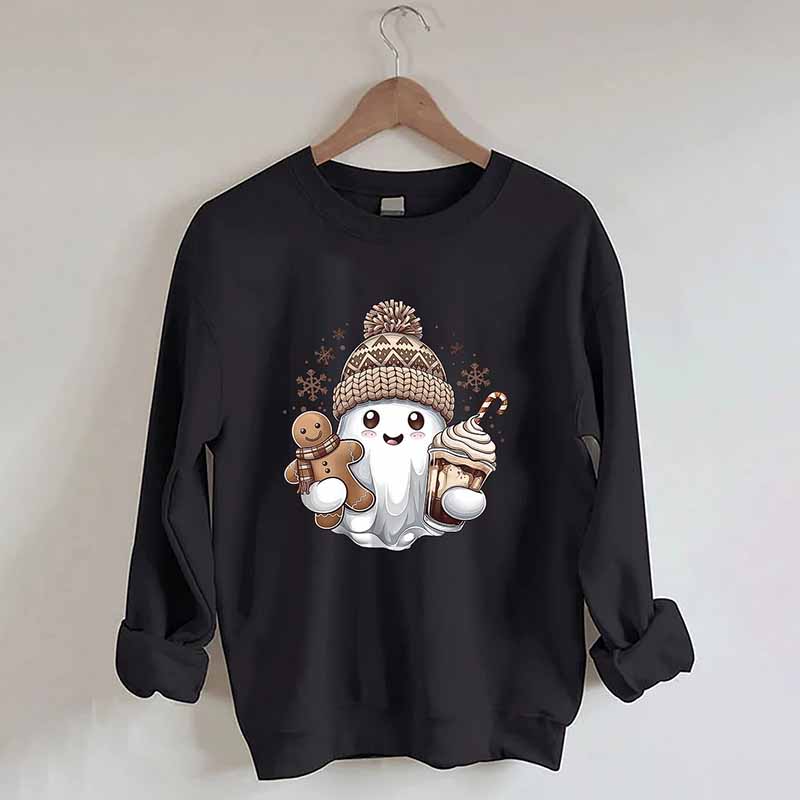 Cute Christmas Ghost Coffee Sweatshirt