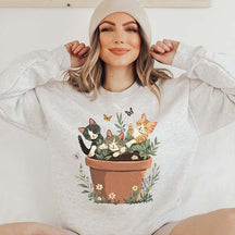 Vintage Cottagecore Cat Plant Sweatshirt