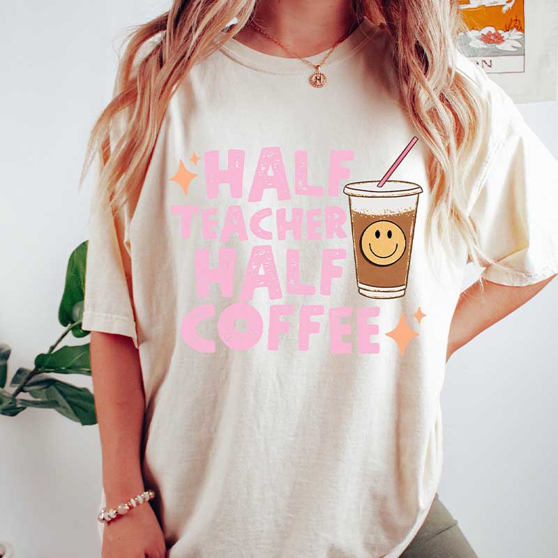 Retro Half Teacher Half Coffee T-Shirt