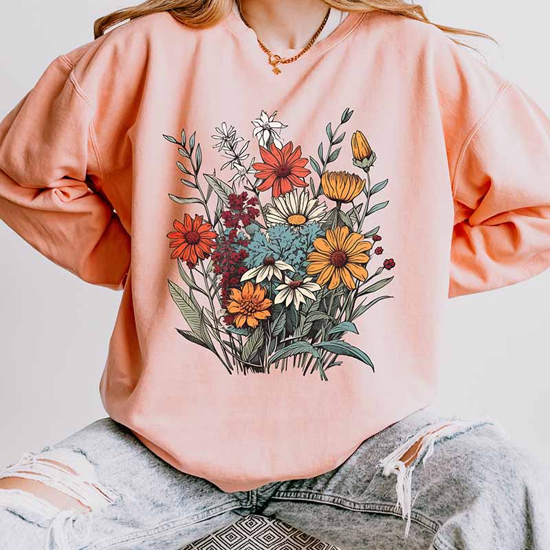 Vintage Pressed Floral  Fairycore Wildflowers Sweatshirt