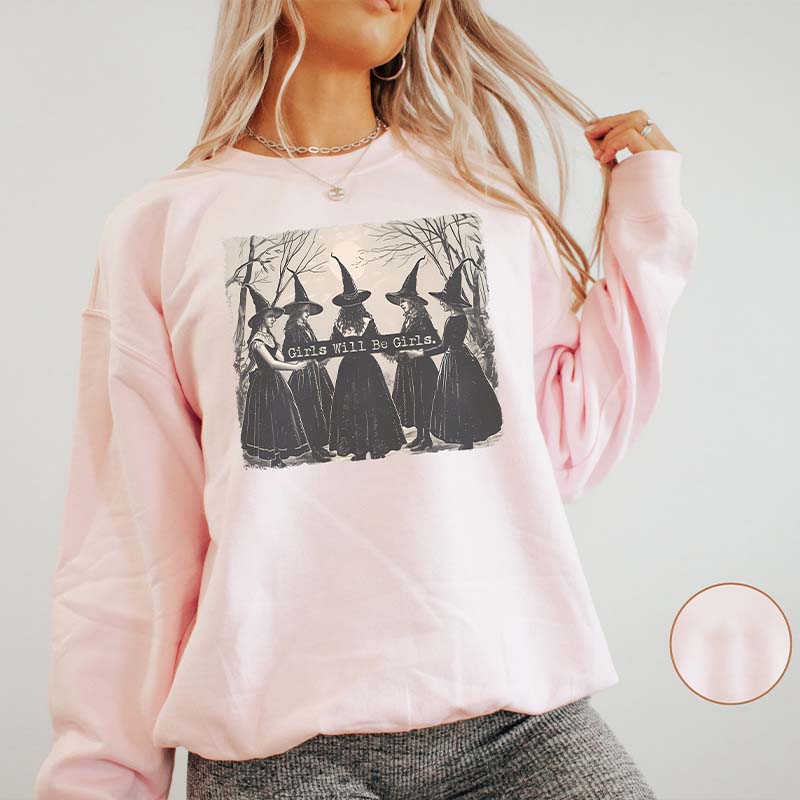 Vintage Girls Will Be Girls Witch Sweatshirt