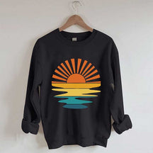 Retro Sunset Rays Wavy Sweatshirt