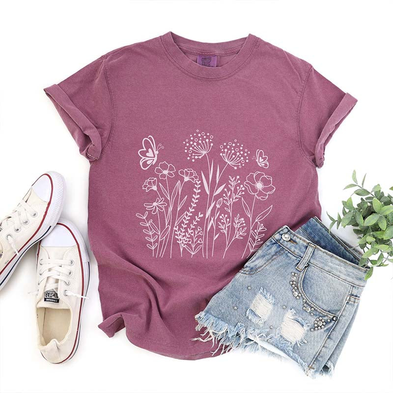 Wildflower Butterflies Gift for Gardener T-Shirt