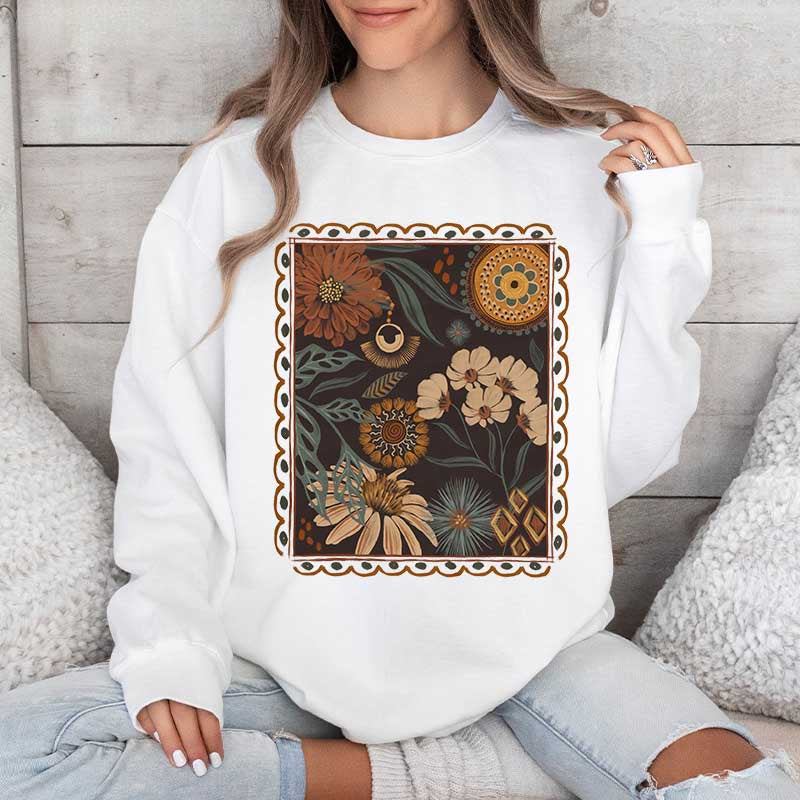 Boho Floral Cottagecore Fall Flowers Sweatshirt