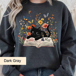 Floral Cat Cute Book Sweatshirt