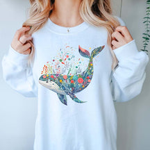 Floral Whimsical Whale Sweatshirt