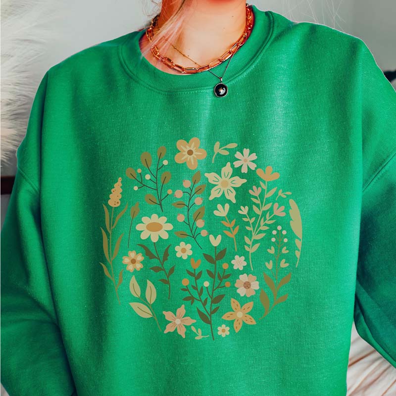 Boho Cottagecore Wildflowers Ring Sweatshirt