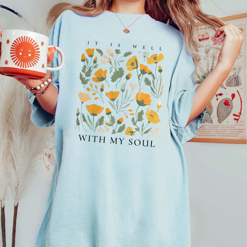 It Is Well With My Soul Yellow Flower T-Shirt