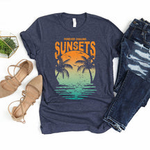 Retro Sunset Rays Wavy Beachy Vibes T-Shirt