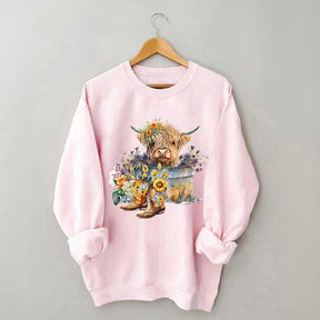 Highland Cow in Metal Tub Sweatshirt