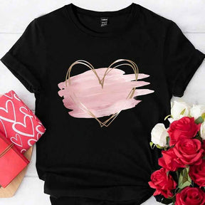 Women's Pink Heart Shaped Pattern T-Shirt