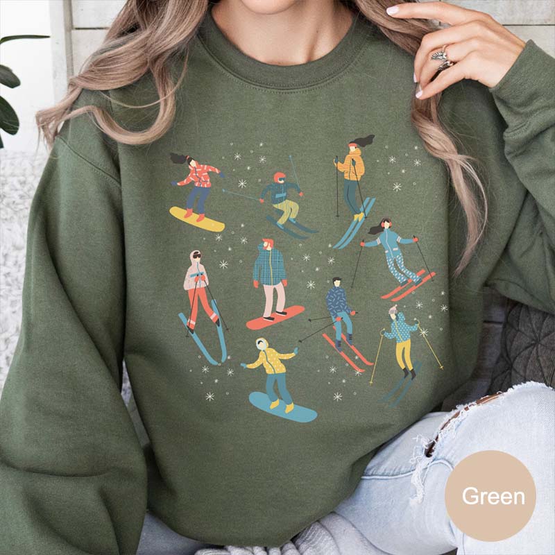 Retro Winter Skiing Sweatshirt