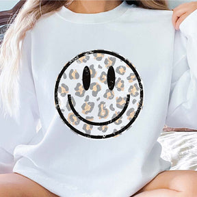 Smile Face  Leopard Sweatshirt