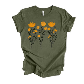 Yellow Flowers and Stems Cute T-Shirt