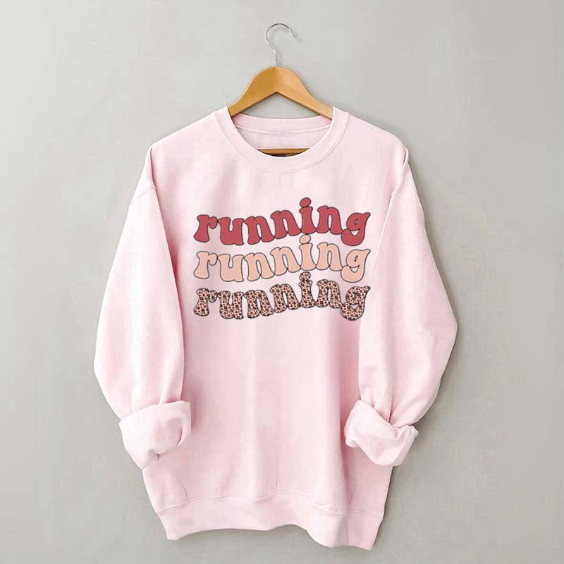 Pink Running Leopard Print Sweatshirt