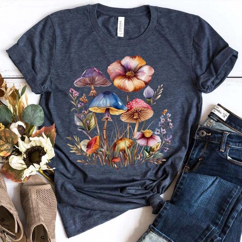 Mushroom Wildflower Cottagecore T-Shirt