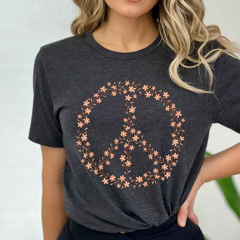 Peace Sign Symbol Wildflowers T-Shirt