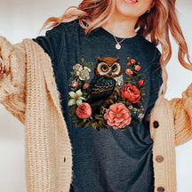 Cute Owl Boho Style Flowers T-Shirt