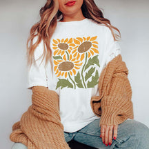 Retro Sunflower Boho Botanical T-Shirt