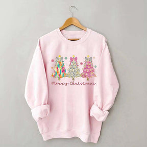 Colorful Glitter Christmas Tree Fall Sweatshirt