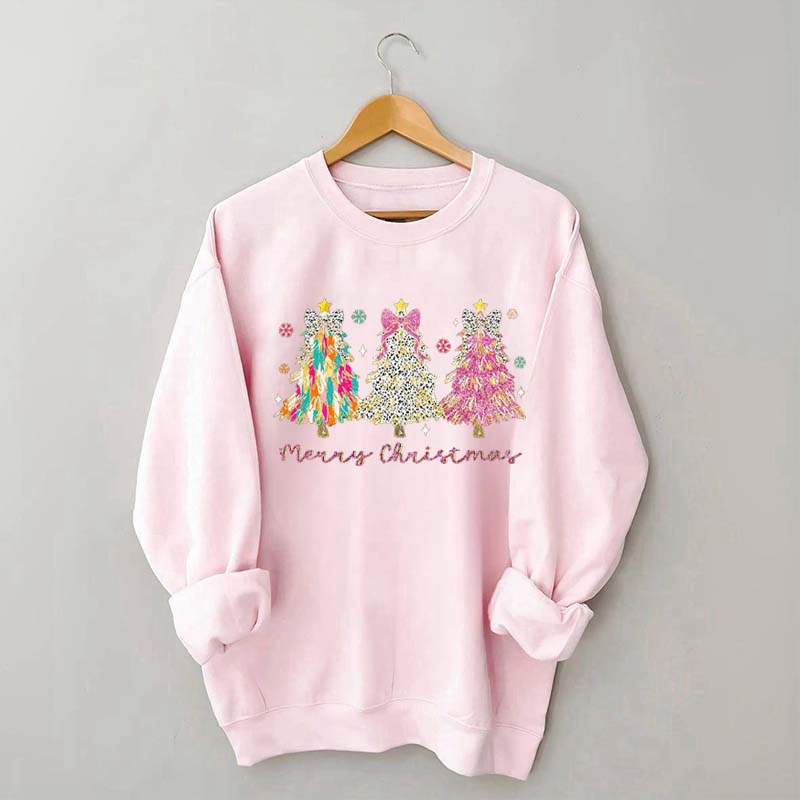 Colorful Glitter Christmas Tree Fall Sweatshirt