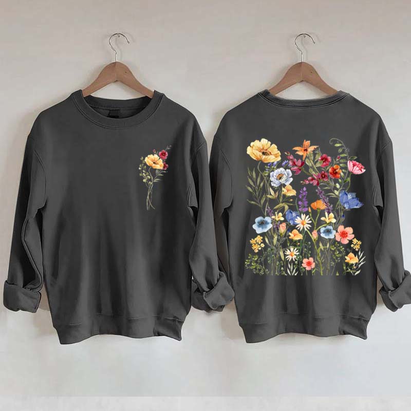 Vintage Pressed Yellow Flowers Sweatshirt