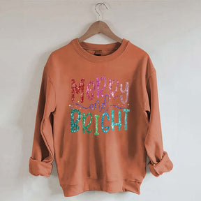 Merry And Bright Christmas Printed Sweatshirt