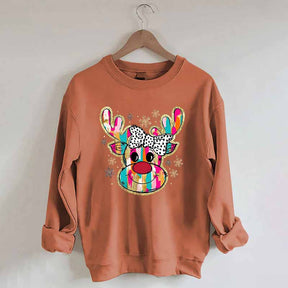 Colorful Glitter Christmas Reindeer Sweatshirt