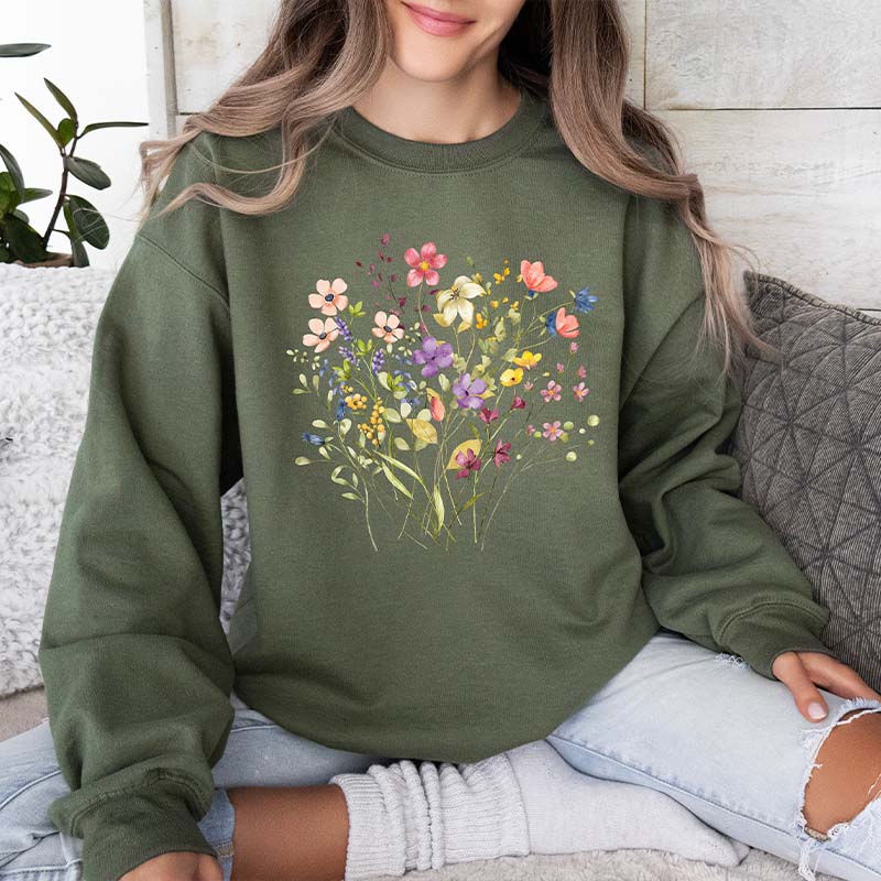 Pressed Flowers Floral Nature Sweatshirt