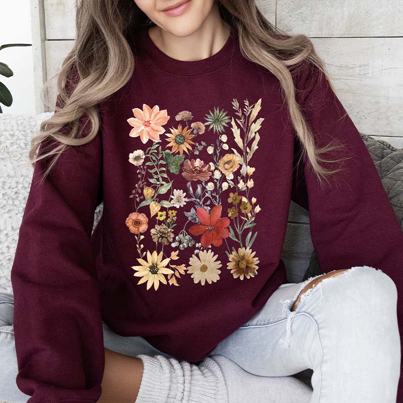 Dried Wildflower Pressed Leaves Sweatshirt