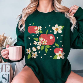 Retro Apple And Flowers Sweatshirt