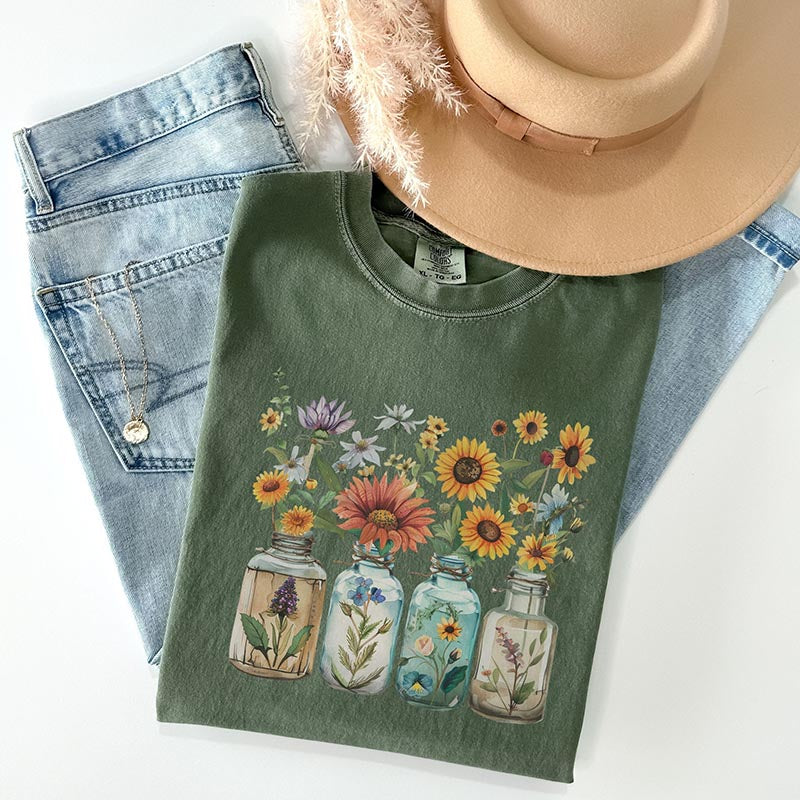 Comfort Colors Floral Bottle Sunflower T-Shirt