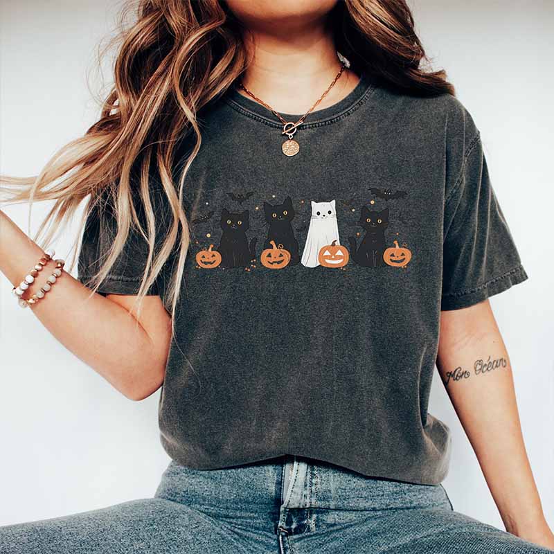 Halloween Cat Retro T-Shirt