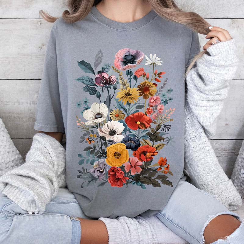 Boho Vintage Wildflowers Gardening Gift T-Shirt