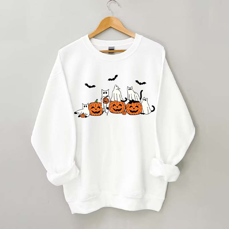 Fall Ghost Cats Halloween Sweatshirt